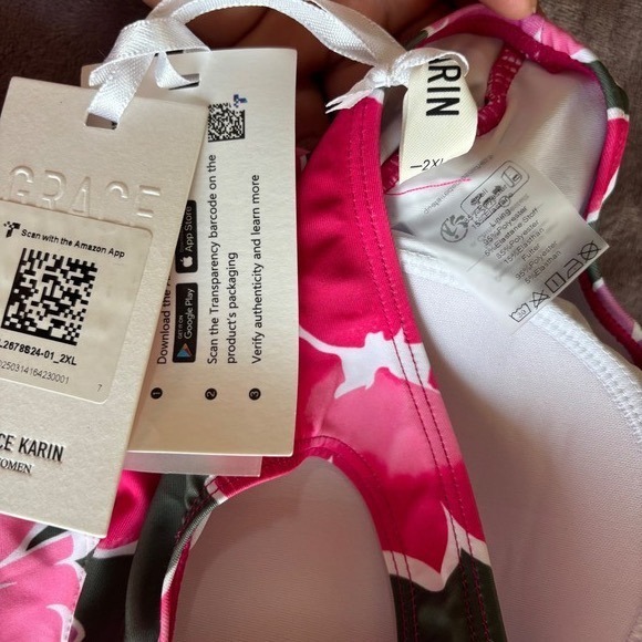 Grace Karin Womens Floral One Shoulder Swimsuit Tie Ruched Tummy Control 2XL New - Picture 7 of 8